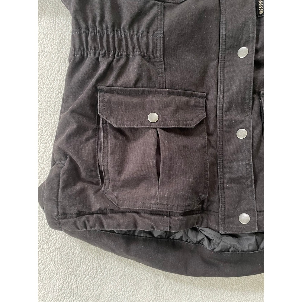 Berne Womens Large Hooded Work Jacket Black Quilted Lined Canvas Utility WCH63BK - Picture 7 of 16